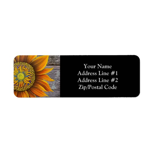 Rustic Sunny Sunflower op Barn Board Etiket (Voorkant)