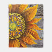 Rustic Sunny Sunflower op Barn Board Fleece Deken (Voorkant)