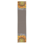 Rustic Sunny Sunflower op Barn Board Korte Tafelloper (Voorkant)