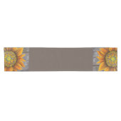 Rustic Sunny Sunflower op Barn Board Korte Tafelloper (Horizontaal)