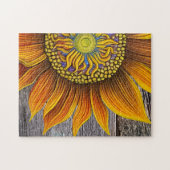 Rustic Sunny Sunflower op Barn Board Legpuzzel (Horizontaal)
