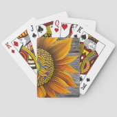 Rustic Sunny Sunflower op Barn Board Pokerkaarten (Achterkant)