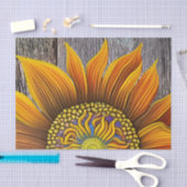 Rustic Sunny Sunflower op Barn Board Tissuepapier (Craft)