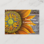 Rustic Sunny Sunflower op Barn Board Visitekaartje (Voorkant)
