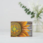 Rustic Sunny Sunflower op Barn Board Visitekaartje (Staand voorkant)