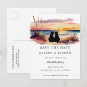 Rustic Sunset Beach Save The Date Cards Aankondigingskaart (Voorkant / Achterkant)