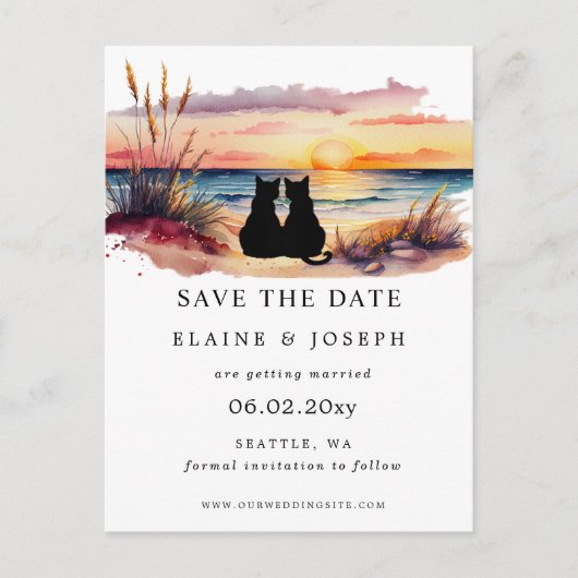 Rustic Sunset Beach Save The Date Cards Aankondigingskaart (Voorkant)