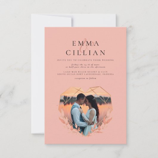 Rustic Sunset Budget minimalist 2 Fotobruiloft Kaart (Voorkant)