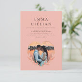 Rustic Sunset Budget minimalist 2 Fotobruiloft Kaart (Staand voorkant)