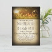 Rustic Sunset Field Meadow Country Wedding Invites Kaart (Staand voorkant)