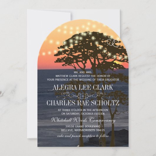 Rustic Sunset Forest Wedding Kaart (Voorkant)