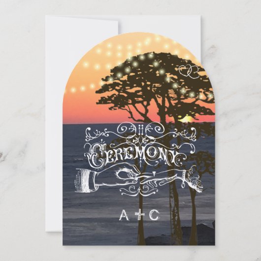 Rustic Sunset Forest Wedding Kaart (Achterkant)