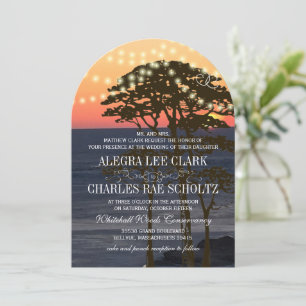 Rustic Sunset Forest Wedding Kaart