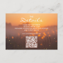 Rustic Sunset Nature Wedding Website QR Code Informatiekaartje