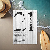 Rustic Surfer Typography Birthday Invitation Kaart