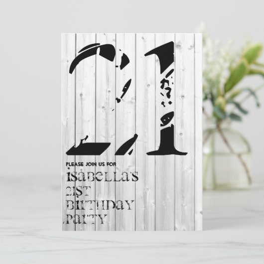 Rustic Surfer Typography Birthday Invitation Kaart (Staand voorkant)