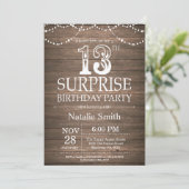 Rustic Surprise 13th Birthday Invitation Kaart (Staand voorkant)