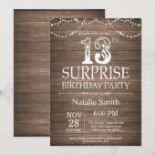 Rustic Surprise 13th Birthday Invitation Kaart (Voorkant / Achterkant)