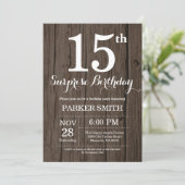 Rustic Surprise 15th Birthday Invitation Kaart (Staand voorkant)