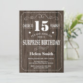 Rustic Surprise 15th Birthday Invitation Kaart (Staand voorkant)