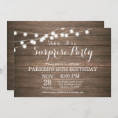 Rustic Surprise 15th Birthday Invitation Wood Kaart (Voorkant / Achterkant)