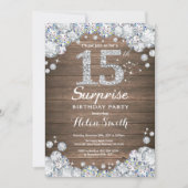Rustic Surprise 15th Birthday Silver Diamond Kaart (Voorkant)
