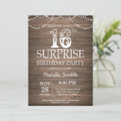 Rustic Surprise 16th Birthday Invitation Kaart (Staand voorkant)
