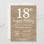 Rustic Surprise 18th Birthday Invitation Kaart<br><div class="desc">Rustic Surprise 18th Birthday Invitation. Rustic Wood Achtergrond. Retro Birthday. Volwassen verjaardag. Mannen of vrouwen uitgenodigd. 13e 15e 16e 18e 21e 30e 40e 50e 60e 70e 90e 100e, elke leeftijd. Voor verdere aanpassing, te klikken gelieve de knoop "van de Aanpassing het"en ons ontwerphulpmiddel te gebruiken om deze sjabloon te wijzigen....</div>