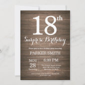 Rustic Surprise 18th Birthday Invitation Kaart (Voorkant)