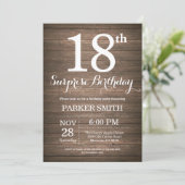Rustic Surprise 18th Birthday Invitation Kaart (Staand voorkant)