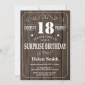 Rustic Surprise 18th Birthday Invitation Kaart (Voorkant)