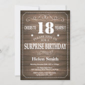 Rustic Surprise 18th Birthday Invitation Kaart (Voorkant)