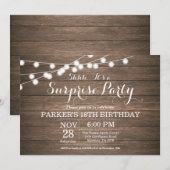 Rustic Surprise 18th Birthday Invitation Wood Kaart (Voorkant / Achterkant)