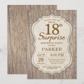 Rustic Surprise 18th Birthday Invitation Wood Kaart (Voorkant / Achterkant)