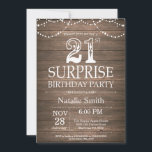 Rustic Surprise 21st Birthday Invitation Kaart<br><div class="desc">Rustic Surprise 21st Birthday Invitation with Rustic Wood Background Koord lichten.  landretro. Volwassen verjaardag. Mannelijke Mannen of vrouwen: Birthday. Voor verdere aanpassing,  te klikken gelieve de knoop "van de Aanpassing het"en ons ontwerphulpmiddel te gebruiken om deze sjabloon te wijzigen.</div>