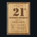 Rustic Surprise 21st Birthday Invitation Wood Kaart<br><div class="desc">Rustic Surprise 21st Birthday Invitation with Rustic Wood Background Retroland. Volwassen verjaardag. Mannelijke Mannen of vrouwen: Birthday. Kinder jongen of meisje Lady Teen Teenage Bday Invite. 13e 15e 16e 18e 21e 30e 40e 50e 60e 70e 80e 90e 100e. Elke leeftijd. Voor verdere aanpassing, te klikken gelieve de knoop "van de...</div>