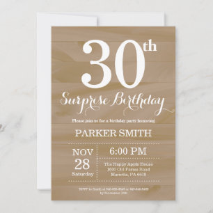 Rustic Surprise 30th Birthday Invitation Kaart