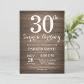 Rustic Surprise 30th Birthday Invitation Kaart (Staand voorkant)