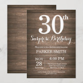 Rustic Surprise 30th Birthday Invitation Kaart (Voorkant / Achterkant)