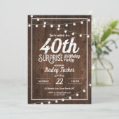 Rustic Surprise 40ste verjaardagsfeestje Kaart (Staand voorkant)
