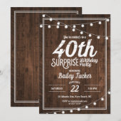 Rustic Surprise 40ste verjaardagsfeestje Kaart (Voorkant / Achterkant)