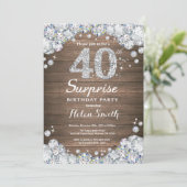 Rustic Surprise 40th Birthday Diamond Kaart (Staand voorkant)