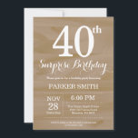 Rustic Surprise 40th Birthday Invitation Kaart<br><div class="desc">Rustic Surprise 40th Birthday Invitation. Rustic Wood Background Vintage Retro Birthday. Volwassenverjaardag. Mannen of vrouwen zijn uitgenodigd. 13e 15e 16e 18e 20e 21e 30e 40e 50e 60e 70e 80e 90e 100e,  elke leeftijd.Klik voor verdere aanpassingen op de knop "Aanpassen" en gebruik onze ontwerptool om deze sjabloon te wijzigen.</div>