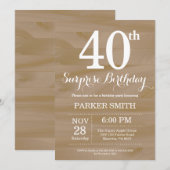 Rustic Surprise 40th Birthday Invitation Kaart (Voorkant / Achterkant)