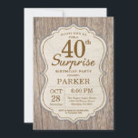 Rustic Surprise 40th Birthday Invitation Wood Kaart<br><div class="desc">Rustic Surprise 40e verjaardag uitnodiging hout achtergrond. Verjaardagsfeest voor volwassenen. Man Verjaardag Bash Uitnodigen. 13e 16e 18e 20e 21e 30e 40e 50e 60e 70e 80e 90e 100e,  elke leeftijd. Voor verdere aanpassing klikt u op de knop "Aanpassen" en gebruikt u onze ontwerptool om deze sjabloon te wijzigen.</div>