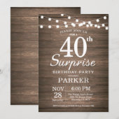 Rustic Surprise 40th Birthday Invitation Wood Kaart