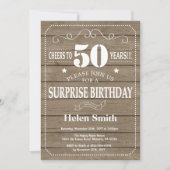 Rustic Surprise 50th Birthday Invitation Kaart (Voorkant)