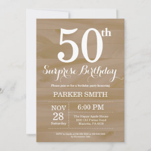 Rustic Surprise 50th Birthday Invitation Kaart