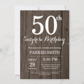 Rustic Surprise 50th Birthday Invitation Kaart (Voorkant)