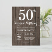 Rustic Surprise 50th Birthday Invitation Kaart (Staand voorkant)